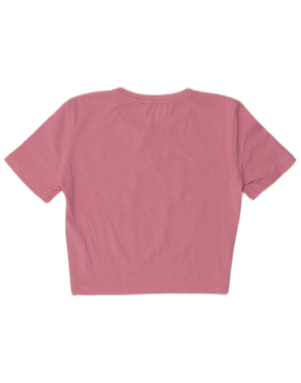 Zara Womens Crop T-Shirt Top UK 8 Small Pink Bomuld