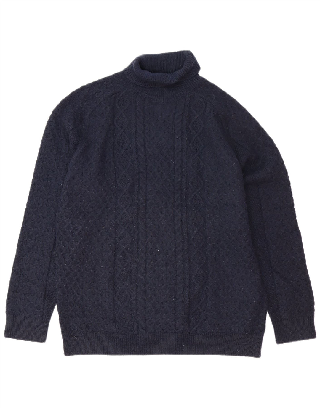 Marks & Spencer Herre Roll Neck Jumper Sweater Large Navy Blue Polyester