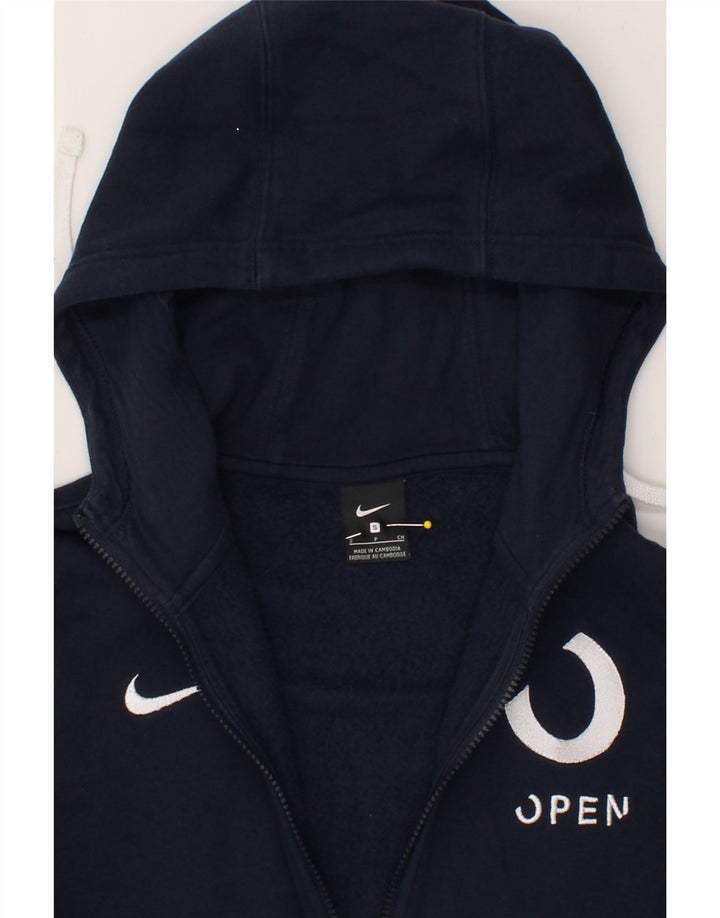 NIKE Mens Graphic Zip Hoodie Sweater Small Navy Blue Vintage Nike and Second-Hand Nike from Messina Hembry 