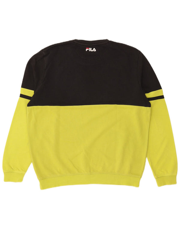 Fila Herre Grafisk Sweatshirt Jumper XL Sort Colourblock Bomuld