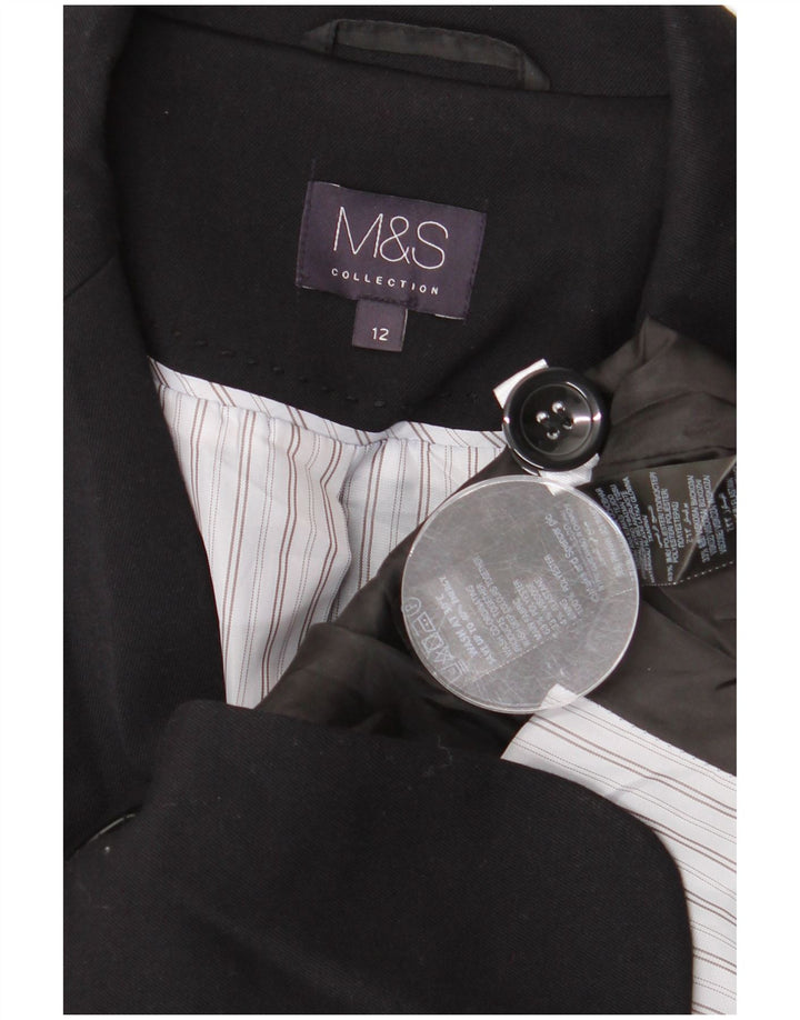 Marks & Spencer Dame Crop 1 Knap Blazer Jacket UK 12 Medium Sort