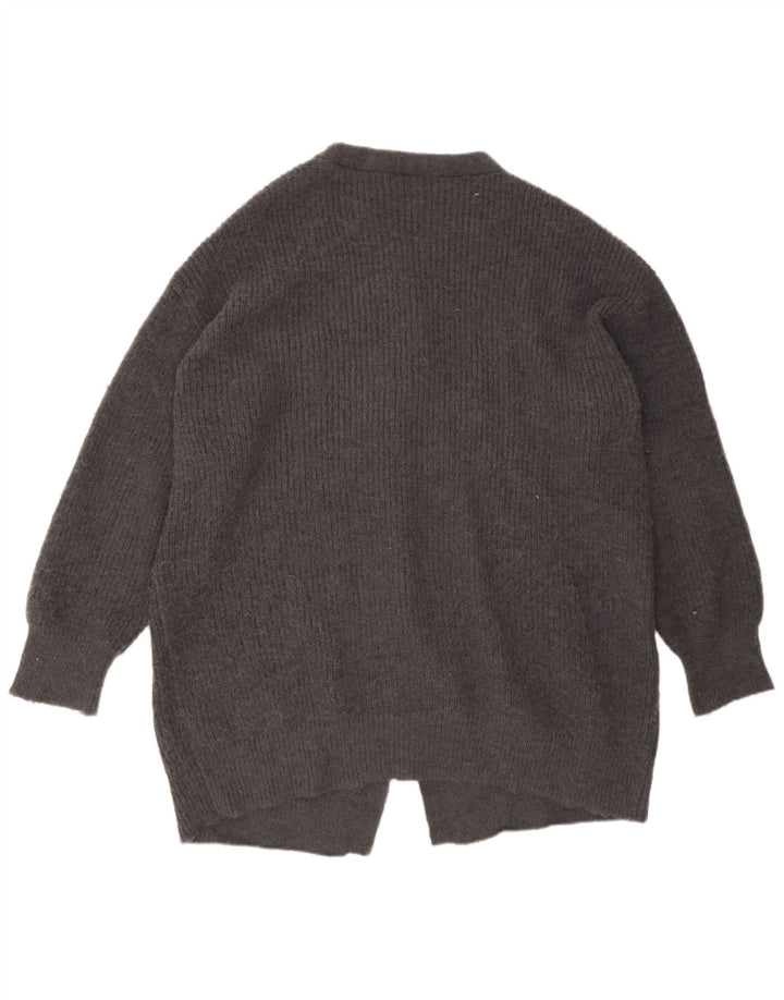 Zara Womens Longline Oversized Cardigan Sweater UK 16 Large Grå Polyester