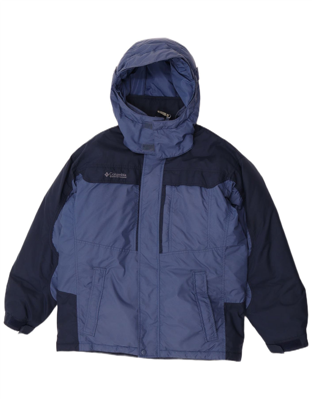 Columbia Boys Hætte Skijakke 13-14 år Blå Colourblock Nylon