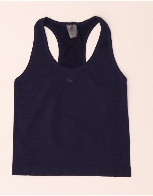 Puma Womens Crop Vest Top UK 12 Medium Navy Blue