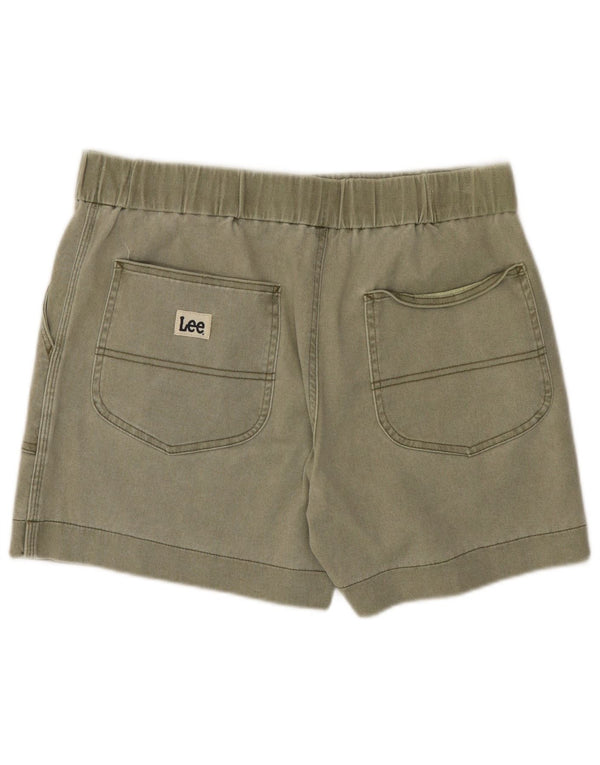 LEE Womens Relaxed Fit High Rise Chino Shorts US 16 2XL W34  Khaki Cotton