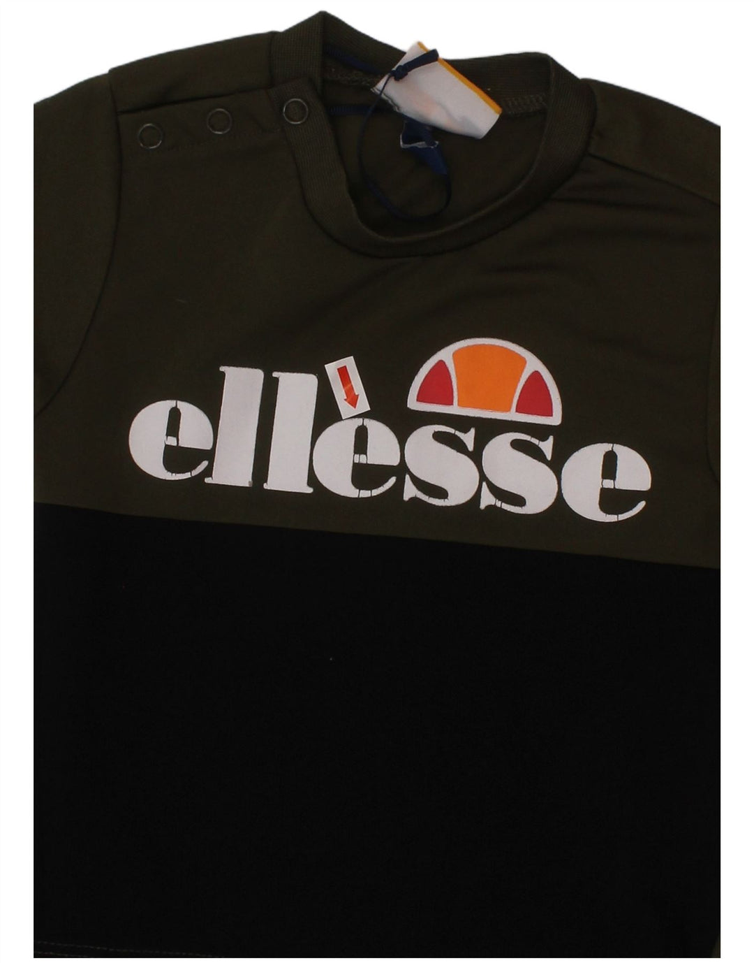 ELLESSE Baby Boys Grafisk T-Shirt Top 6-9 måneder Khaki Colourblock