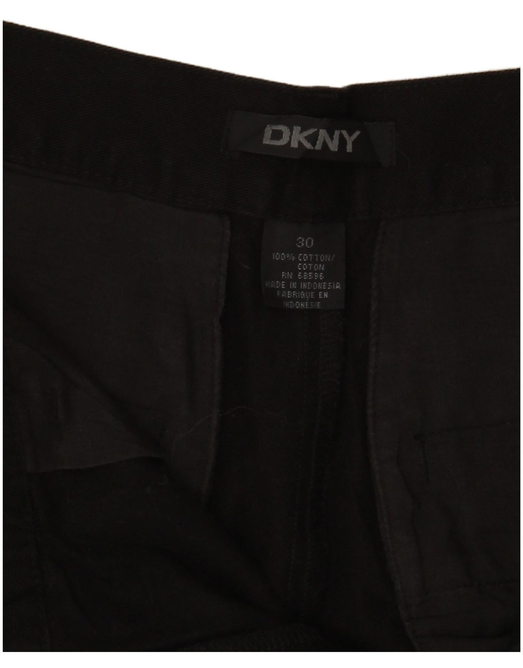Dkny Womens High Waist Chino Shorts W30 Medium Black Bomuld