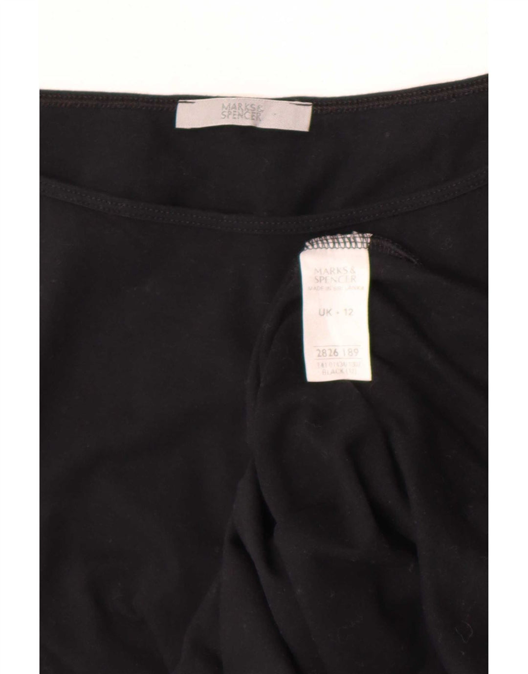Marks & Spencer Dame Crop Top 3/4 ærmer UK 12 Medium Sort Bomuld