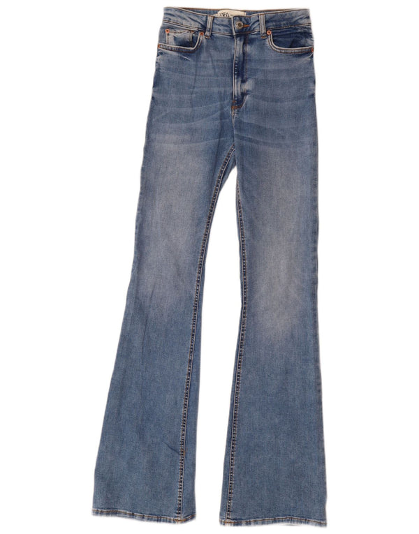 Zara Dame Flared Jeans EU 34 2XS W24 L33 Blå Bomuld