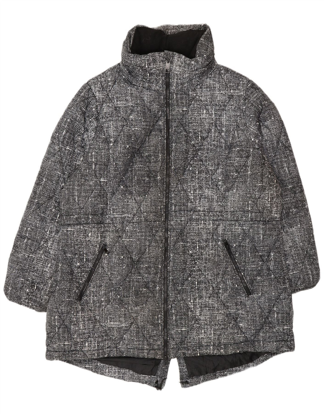 Marks & Spencer Quiltet jakke til kvinder UK 20 2XL Sort Flecked Polyester