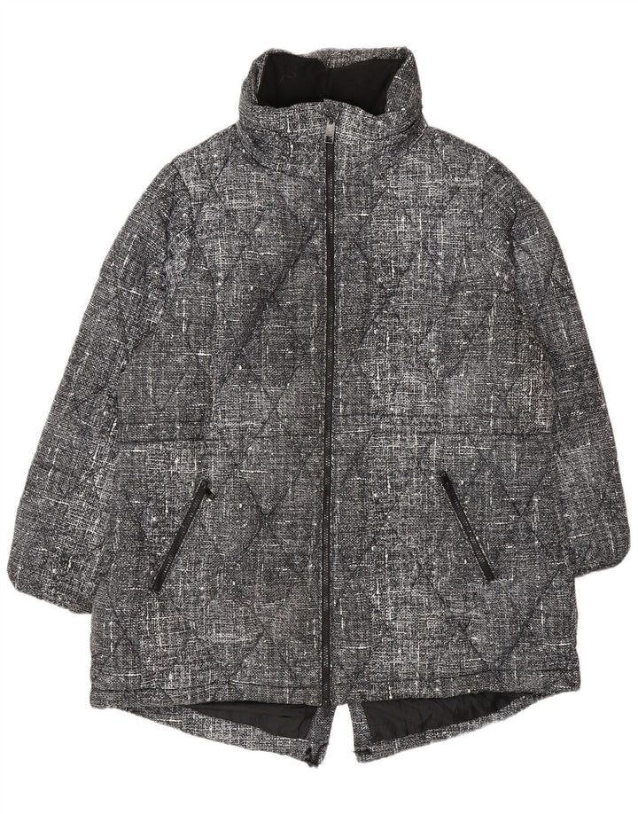 Marks & Spencer Quiltet jakke til kvinder UK 20 2XL Sort Flecked Polyester
