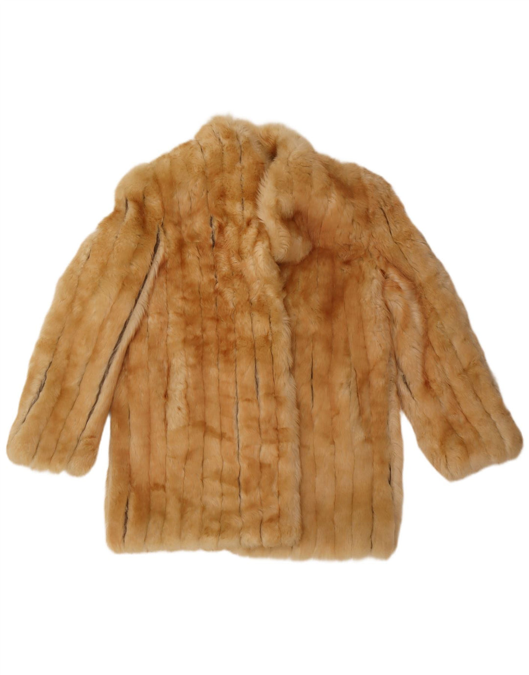 Vintage Dame imiteret Pels Overfrakke UK 14 Medium Beige Classic