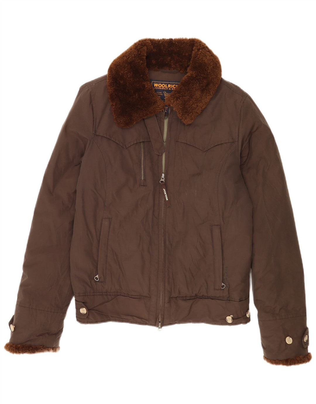 Woolrich polstret jakke til kvinder UK 16 Stor brun bomuld
