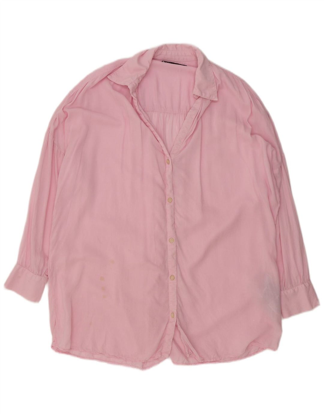 Zara Oversized skjorte til kvinder UK 6 XS Pink Lyocell