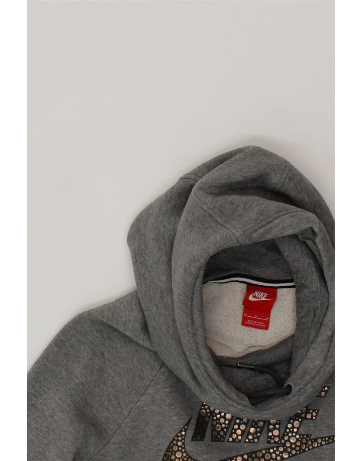 NIKE Womens Graphic Hoodie Jumper UK 14 Medium Grey Cotton Vintage Nike and Second-Hand Nike from Messina Hembry 