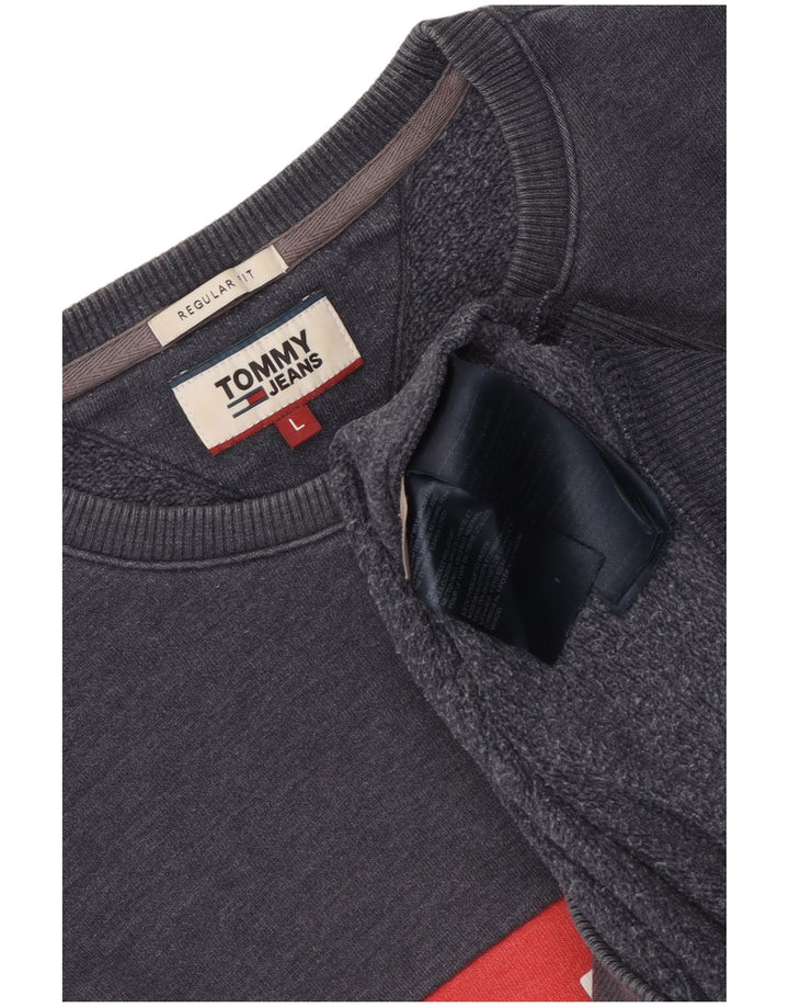 Tommy Hilfiger Herre Sweatshirt Jumper Large Navy Blue Colourblock