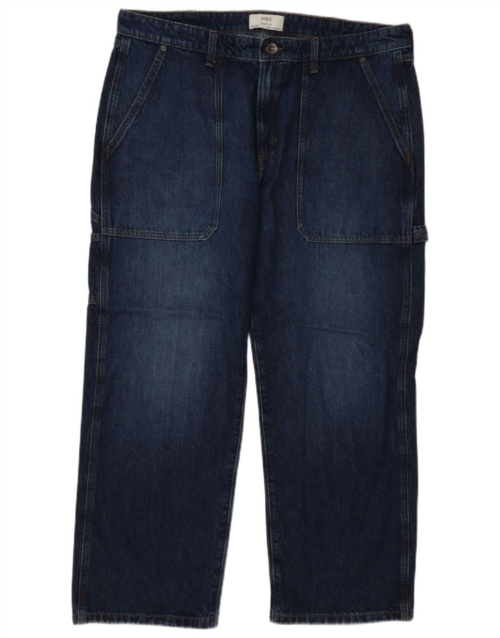 Marks & Spencer Herre Cargo Loose Jeans W38 L29 Marineblå Bomuld