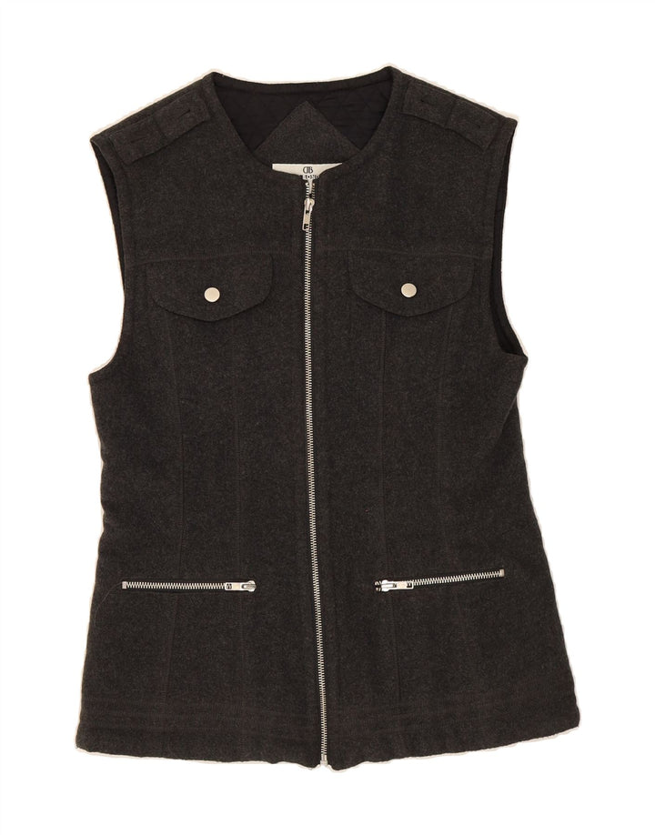 VINTAGE Womens Gilet UK 12 Medium Grey Polyester Vintage Vintage and Second-Hand Vintage from Messina Hembry 