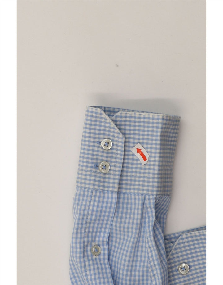 HUGO BOSS Mens Regular Fit Shirt Size 42 16 1/2 Large Blue Gingham Cotton Vintage Hugo Boss and Second-Hand Hugo Boss from Messina Hembry 