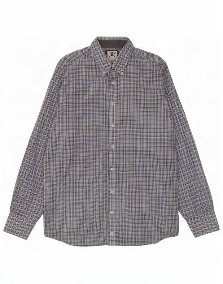Hackett herre Slim Fit skjorte XL grå ternet bomuld