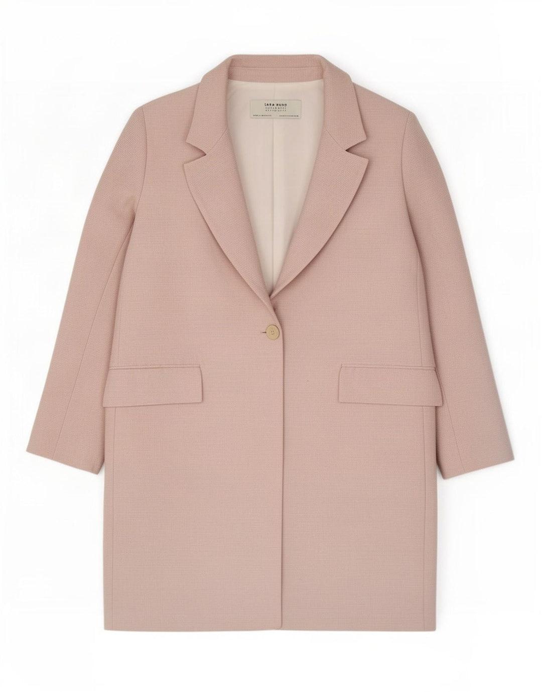 Zara Dame Oversized Overfrakke UK 10 Small Pink Polyester