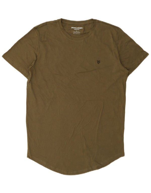 Jack & Jones Herre Premium T-Shirt Top Stor Khaki Bomuld