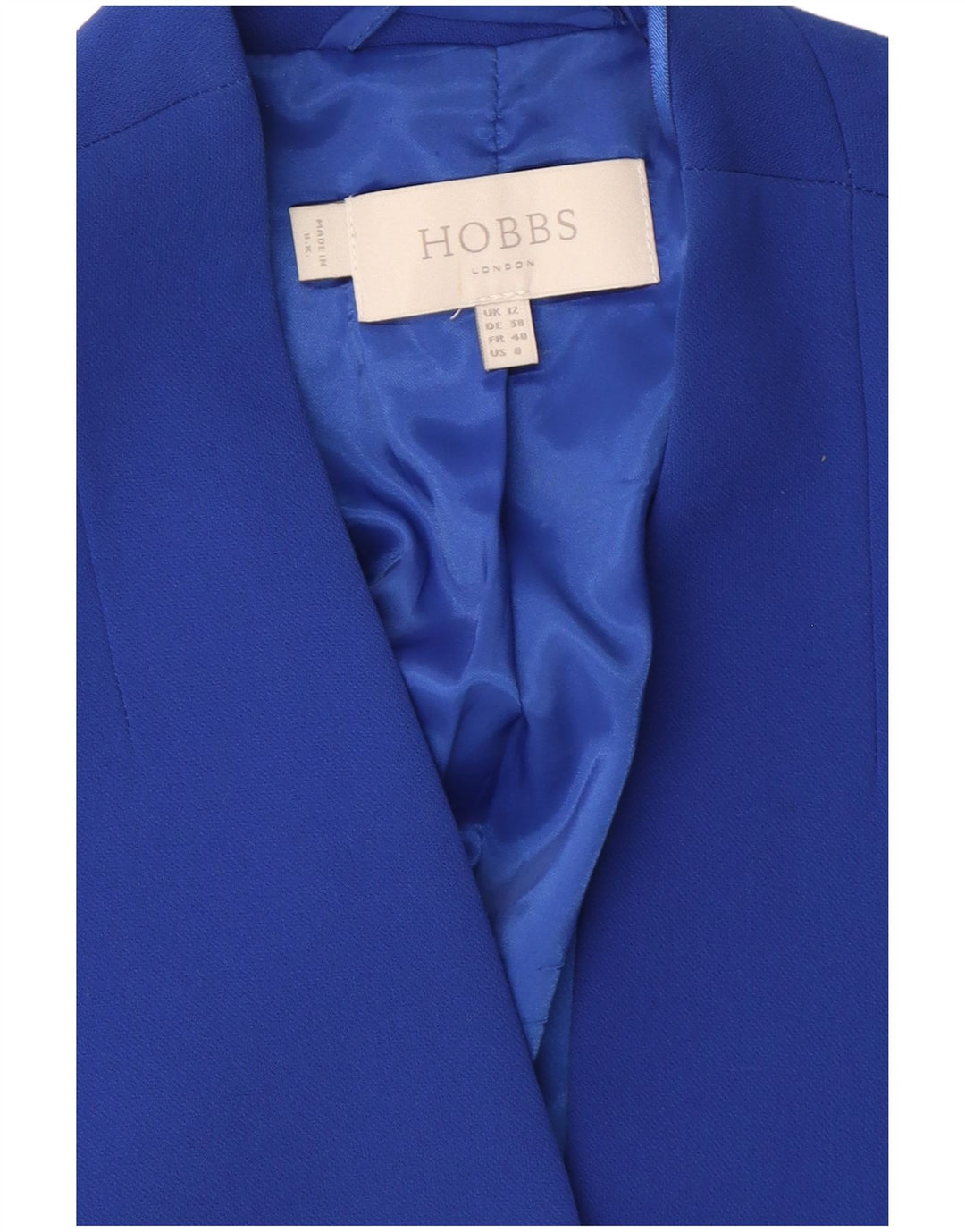 Hobbs Dame 3/4-ærmet Bolero-jakke UK 12 Medium Blue Polyester