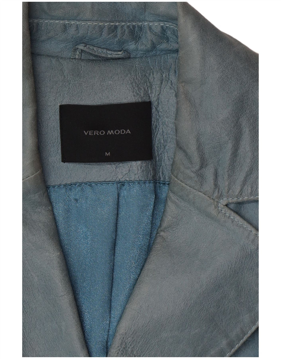 VINTAGE Dame Læderjakke UK 12 Medium Blue