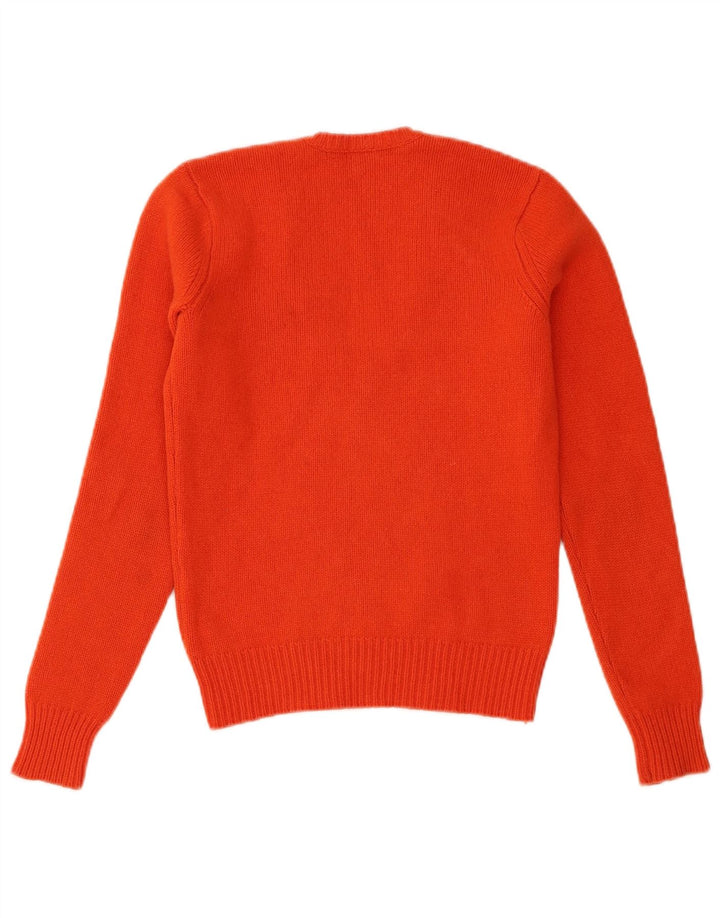 Ralph Lauren Dame V-hals sweater UK 12 Medium Orange Uld