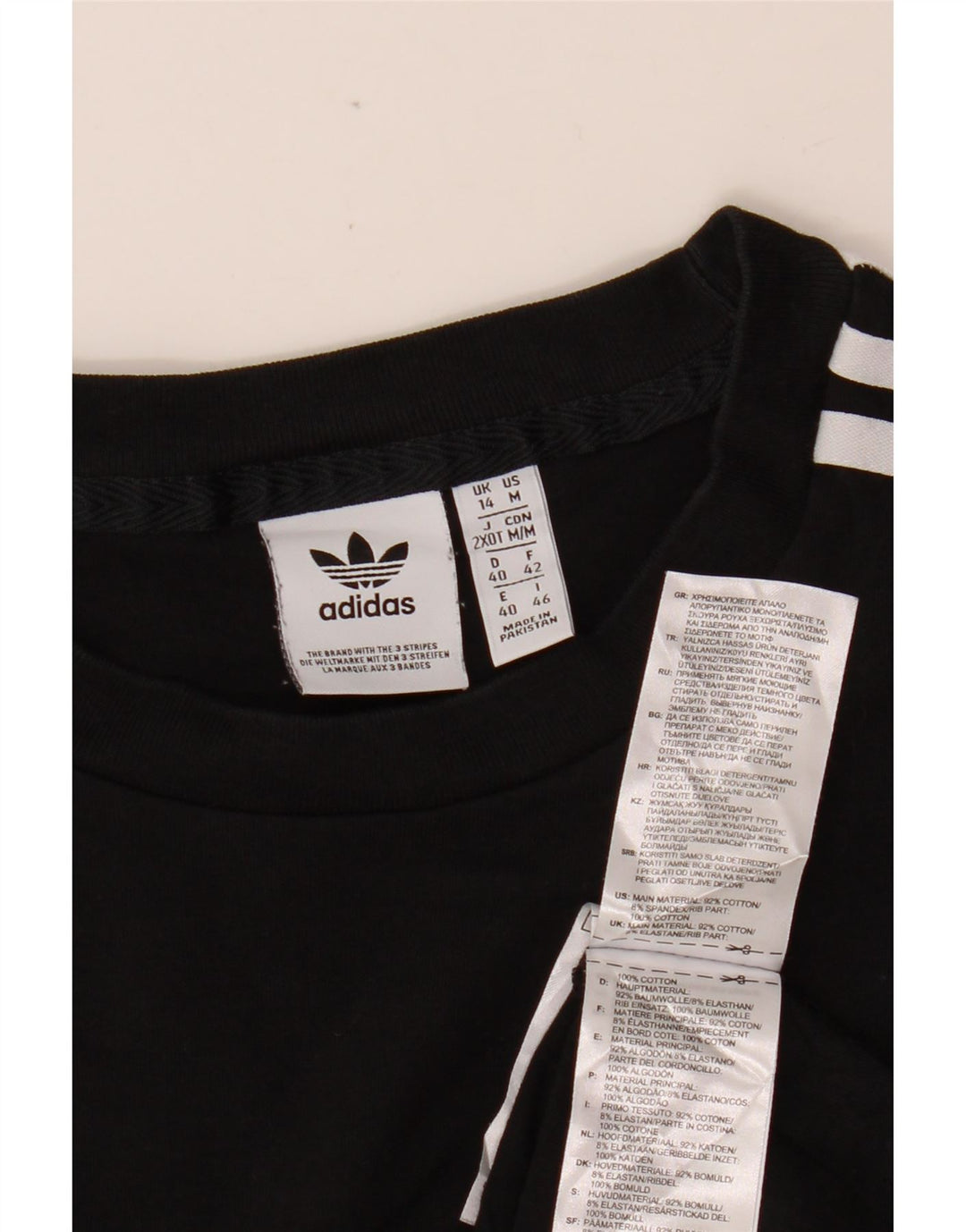 ADIDAS Dame Top Langærmet UK 14 Medium Sort Bomuld