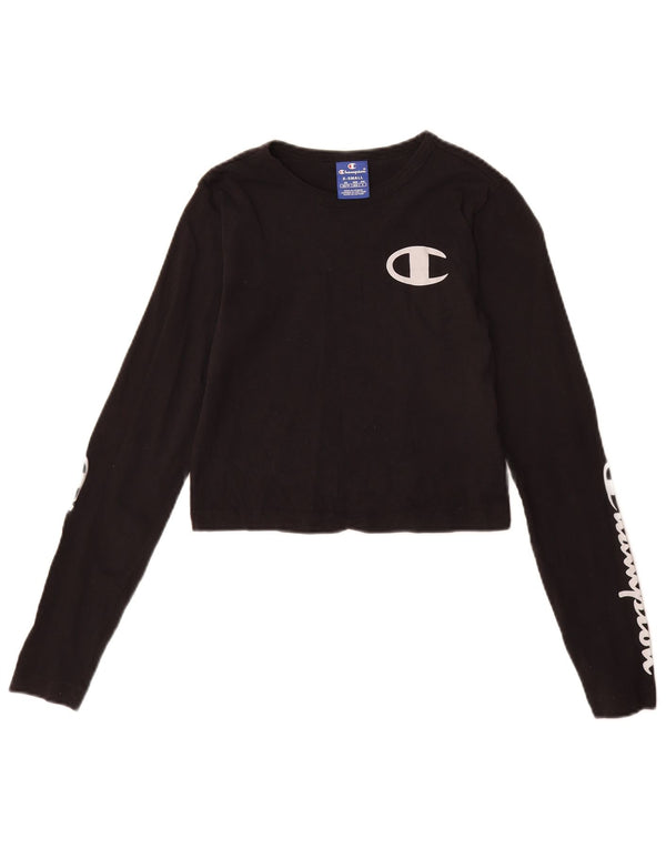 Champion Girls Crop Grafisk Top Langærmet 5-6 år XS Sort Bomuld