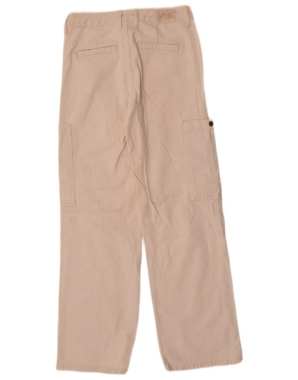 Zara Dame Cargo Loose Jeans EU 34 2XS W24 L30 Off White
