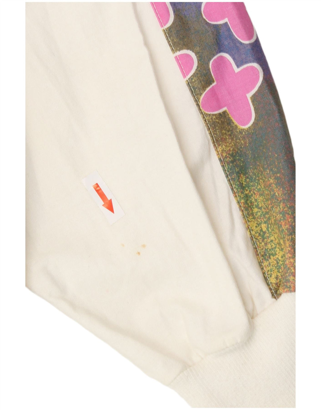 Vintage herre abstrakt mønster træningsdragt topjakke EU 44/46 Small White