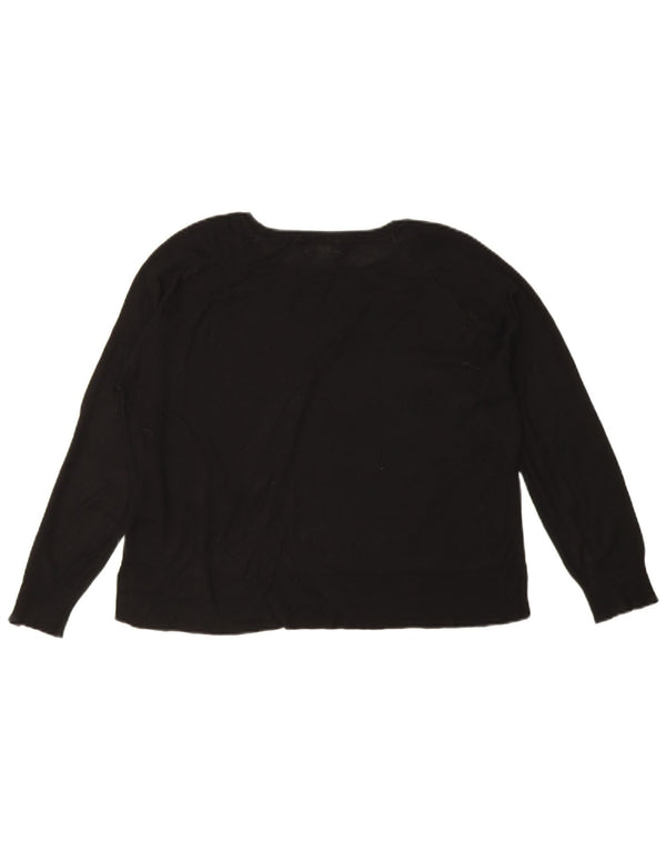 Zara Womens Crop Oversized Boat Neck Jumper Sweater UK 10 Small Black