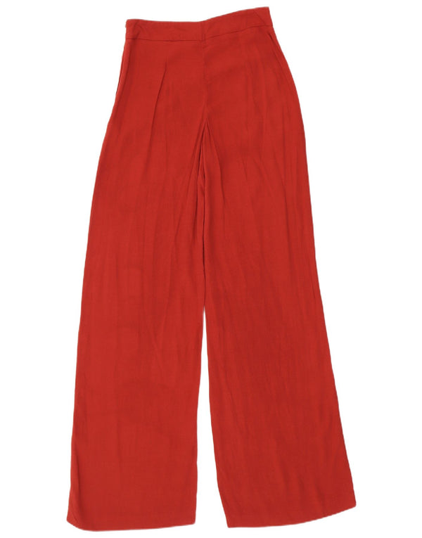 Zara Womens Casual Bukser med brede ben XS W24 L34 Rød viskose