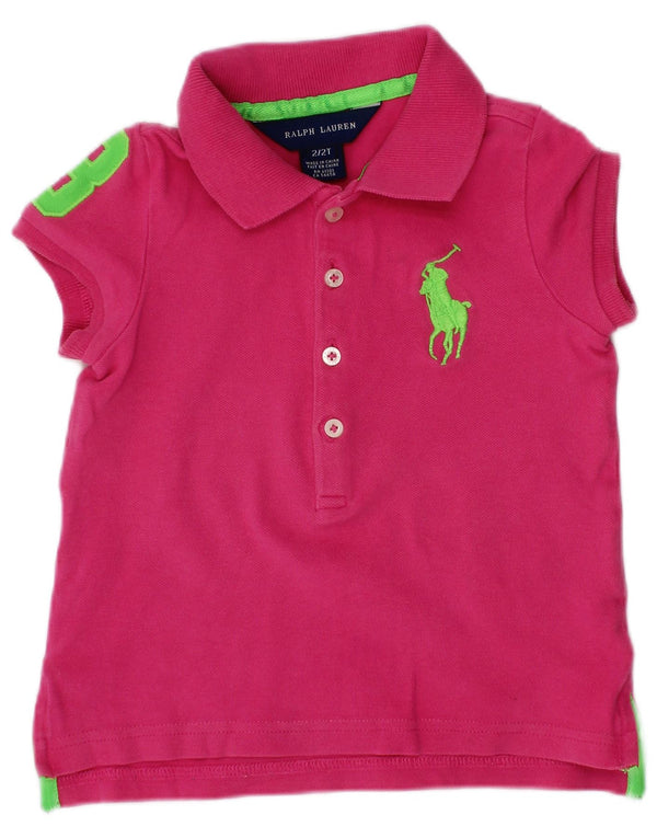 RALPH LAUREN Grafisk poloshirt til piger 18-24 måneder Pink Bomuld