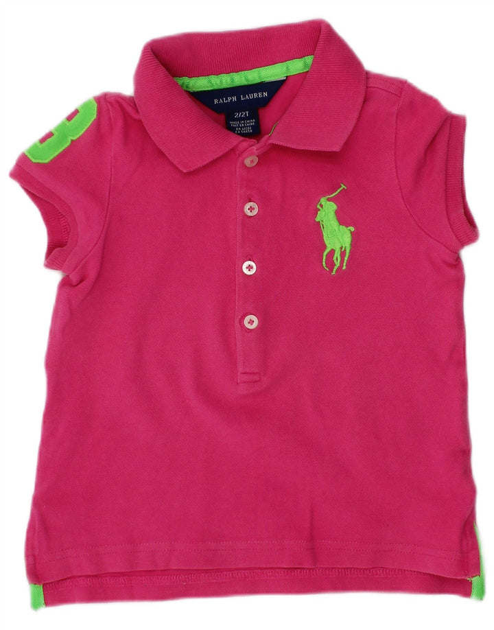 RALPH LAUREN Grafisk poloshirt til piger 18-24 måneder Pink Bomuld