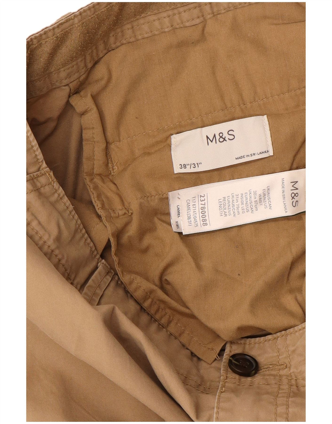 Marks & Spencer Straight Cargo bukser til mænd W38 L31 brun bomuld