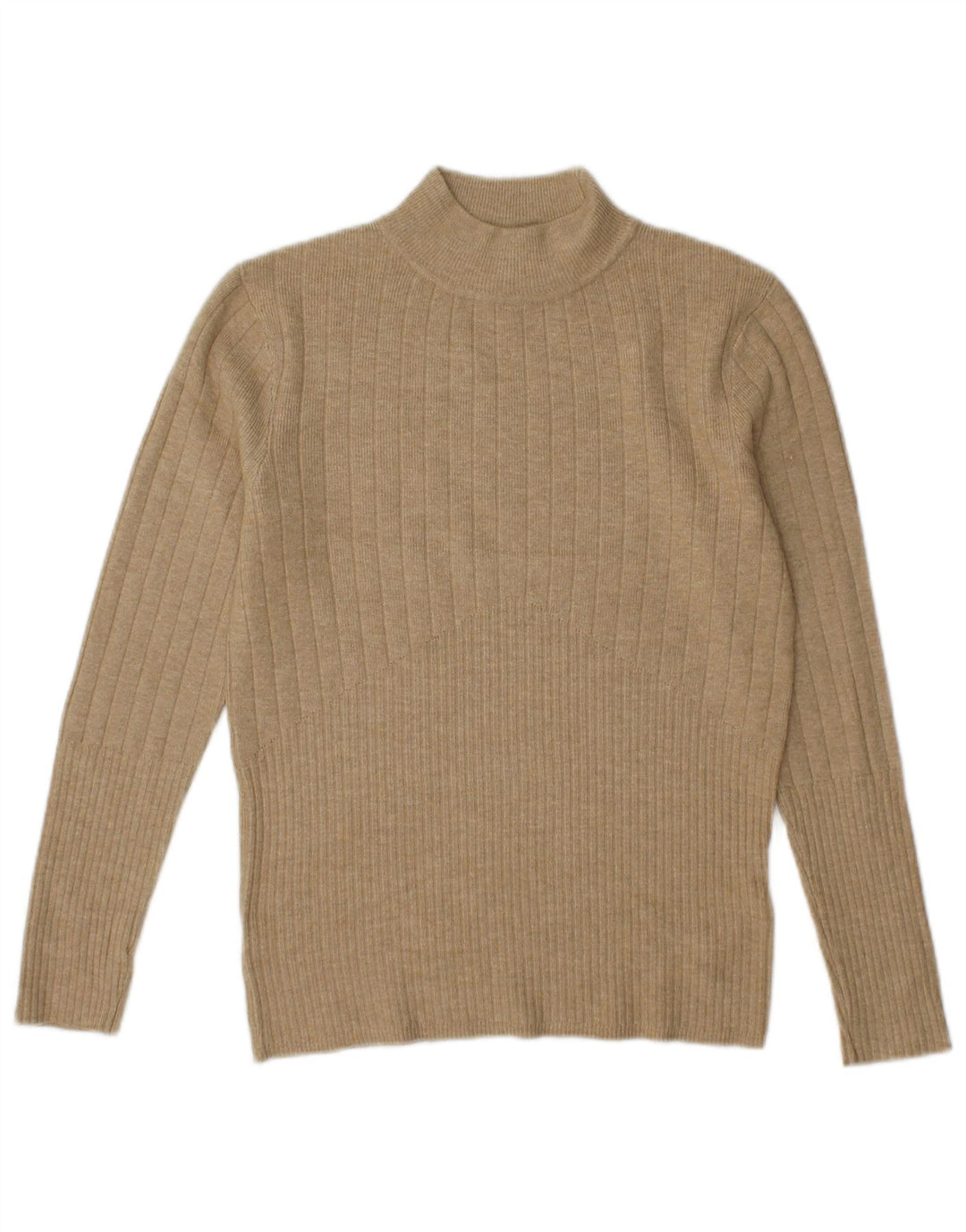 Marks & Spencer Dame Turtle Neck Jumper Sweater UK 10 Small Beige Viscose