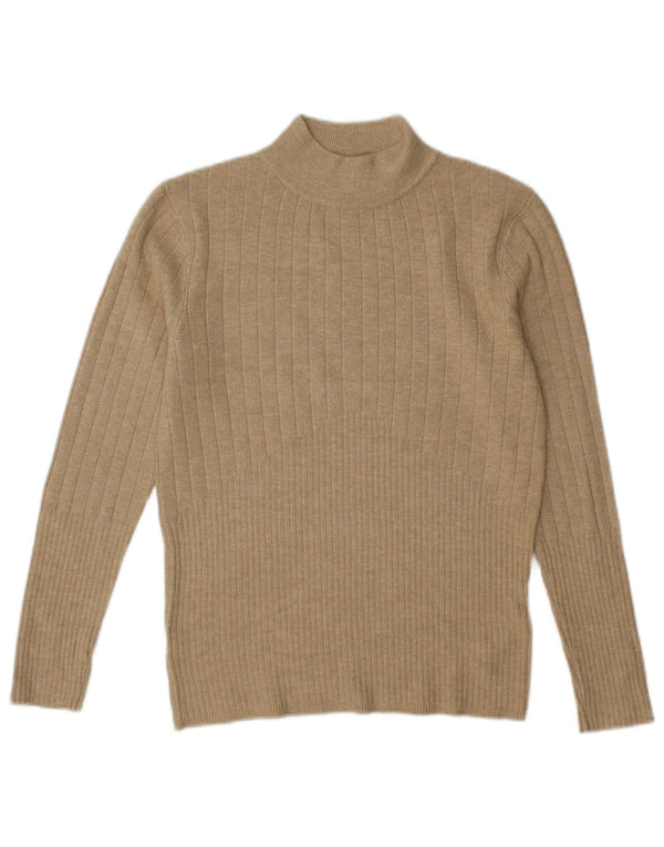 Marks & Spencer Womens Turtle Neck Jumper Sweater UK 10 Small Beige Viscose