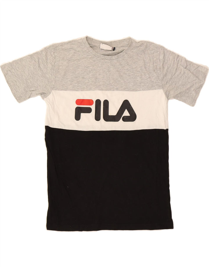 FILA Boys Graphic T-Shirt Top 11-12 Years Grey Colourblock Vintage Fila and Second-Hand Fila from Messina Hembry 