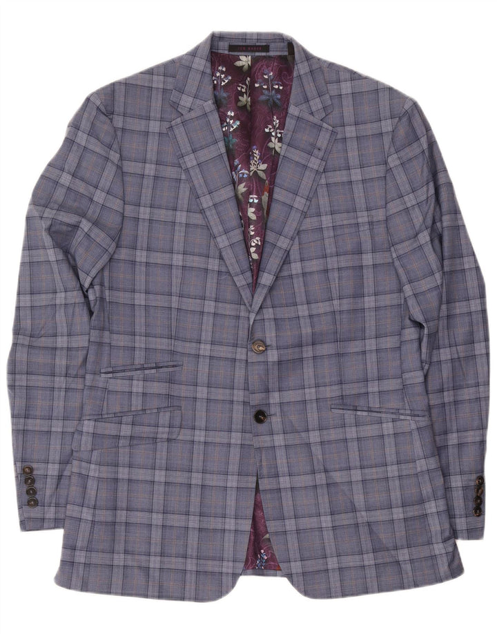 Ted Baker Herre 2-knaps blazerjakke UK 42 XL blå ternet uld