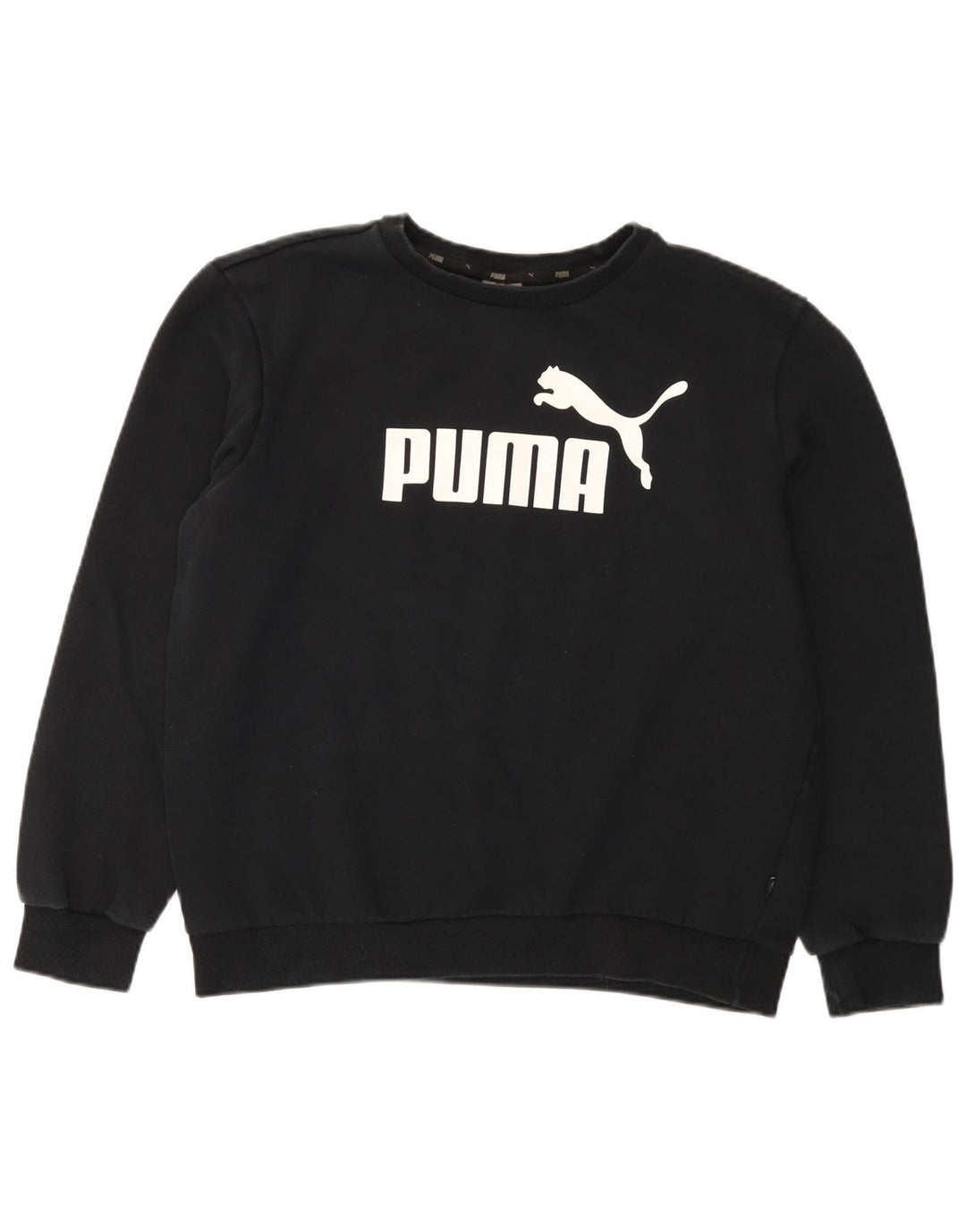 Puma Dame Grafisk Oversized Sweatshirt Jumper UK 16 Stor Sort Bomuld