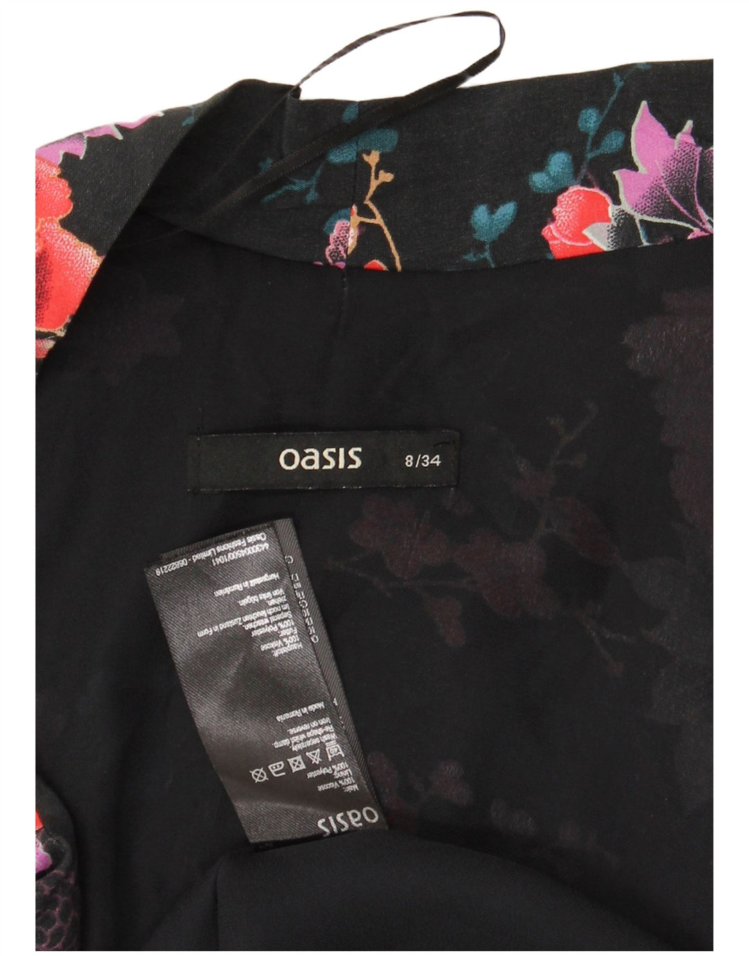 Oasis Dame Oversized Cardigan Top UK 8 Small Black Floral Viscose