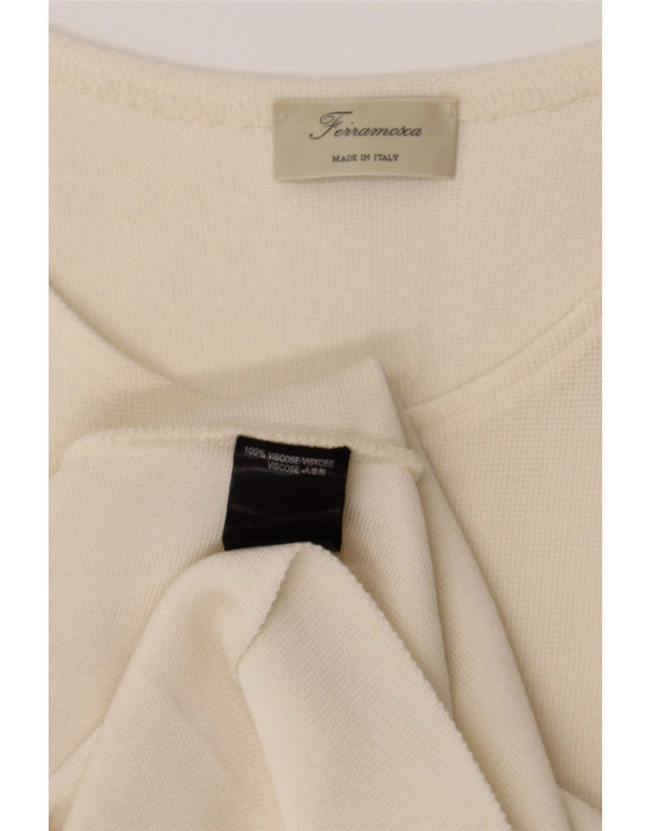 Vintage Dame A-Line Kjole UK 10 Small White Viscose