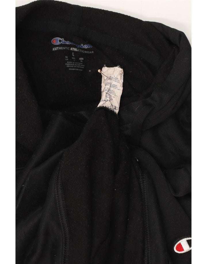 CHAMPION Womens Graphic Oversized Hoodie Jumper UK 16 Large Black