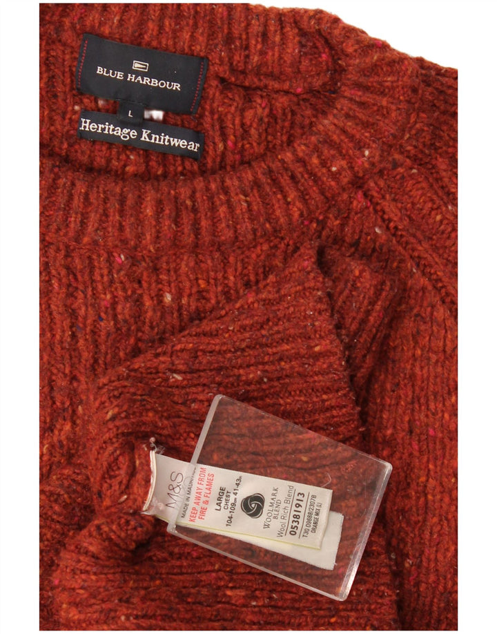 Marks & Spencer Herre Autograf Boat Neck Jumper Sweater Stor Orange