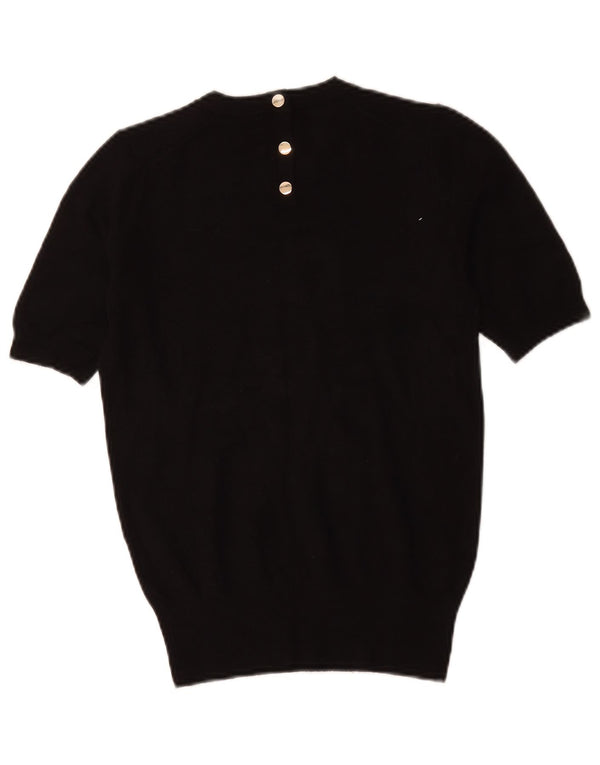 ZARA kortærmet dametrøje med rund hals trøje UK 10 Lille sort