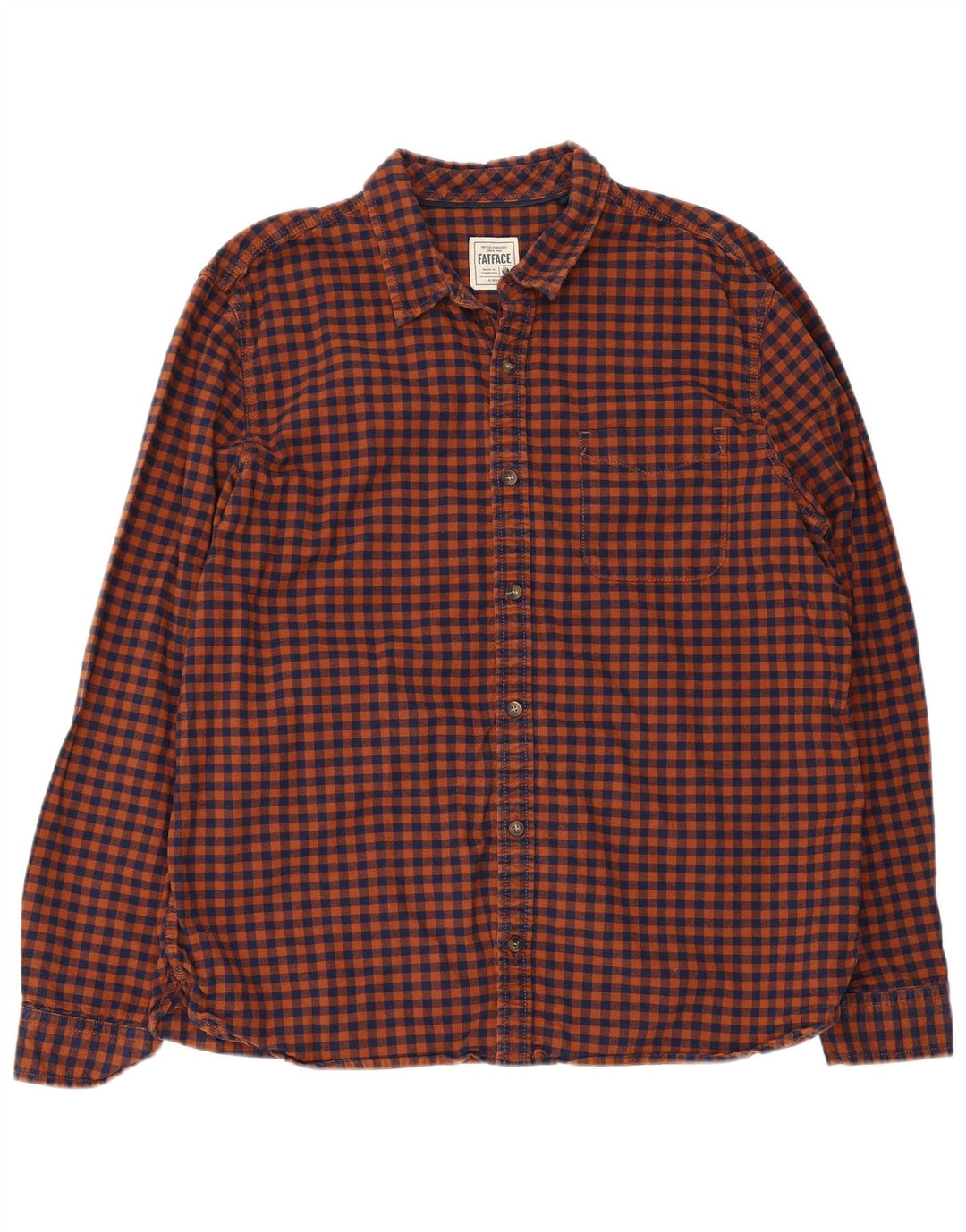 Fat Face Herre Regular Fit Flannel Shirt XL Orange Gingham Cotton