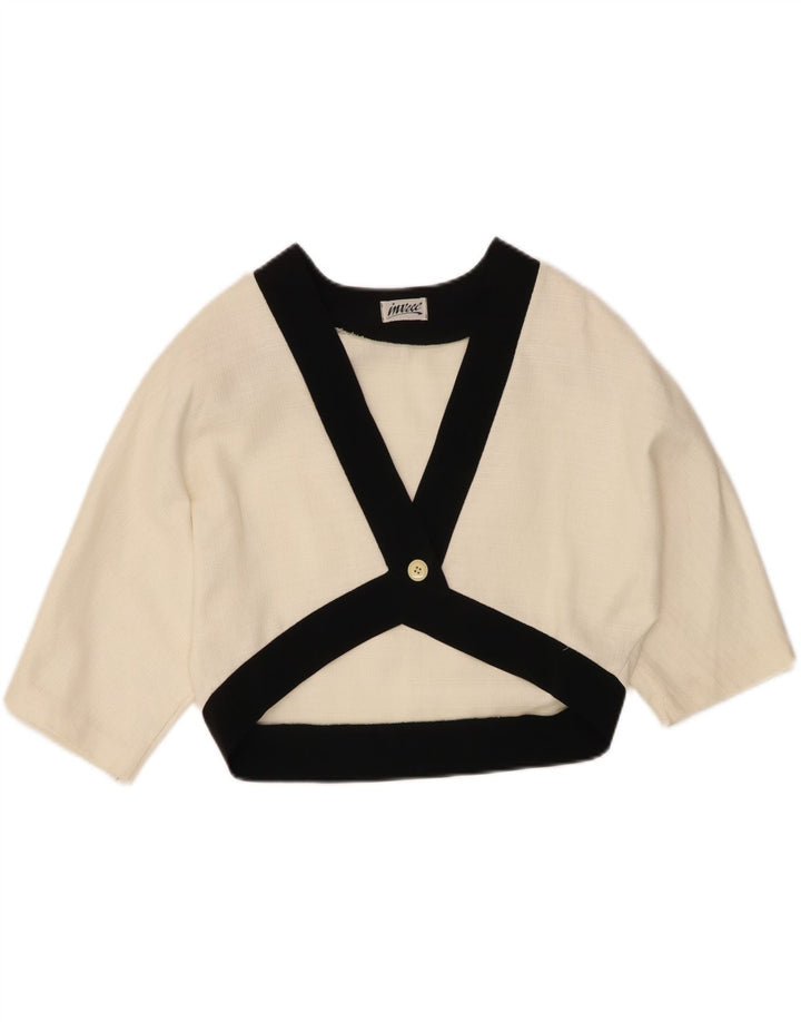 Vintage Bolero Top til kvinder EU 44 XL Off White Bomuld